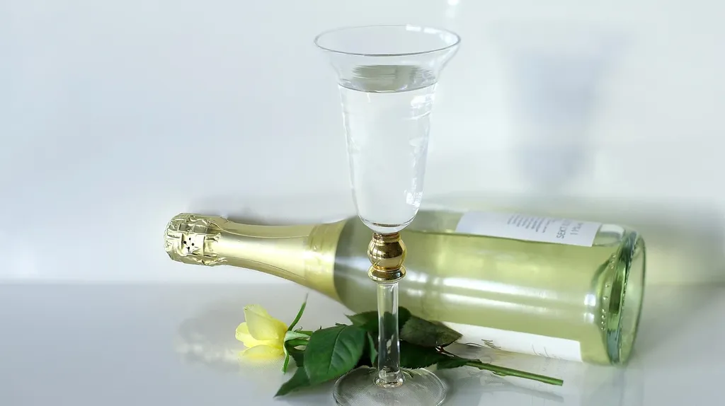 Champagnerflaschen mit Etikett Tommy Vermögen auf einem eleganten Tisch arrangiert