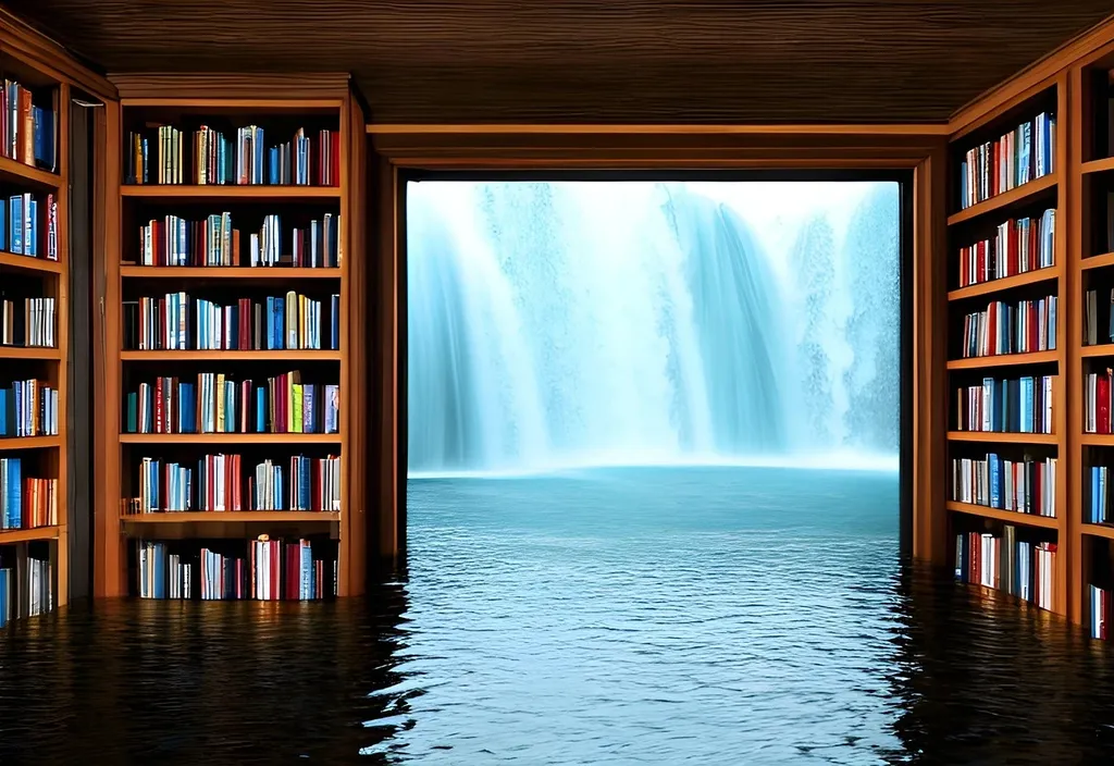 Porträt von Lisa Marie Koroll vor einem Bücherregal, realistisches Bild mit rotem Farbschema, das ihre Biografie andeutet. Lisa Marie Koroll Biografie.