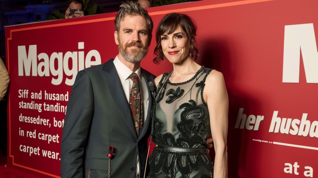 Maggie Siff Ehemann lächelt auf einem gemeinsamen Event mit der Schauspielerin