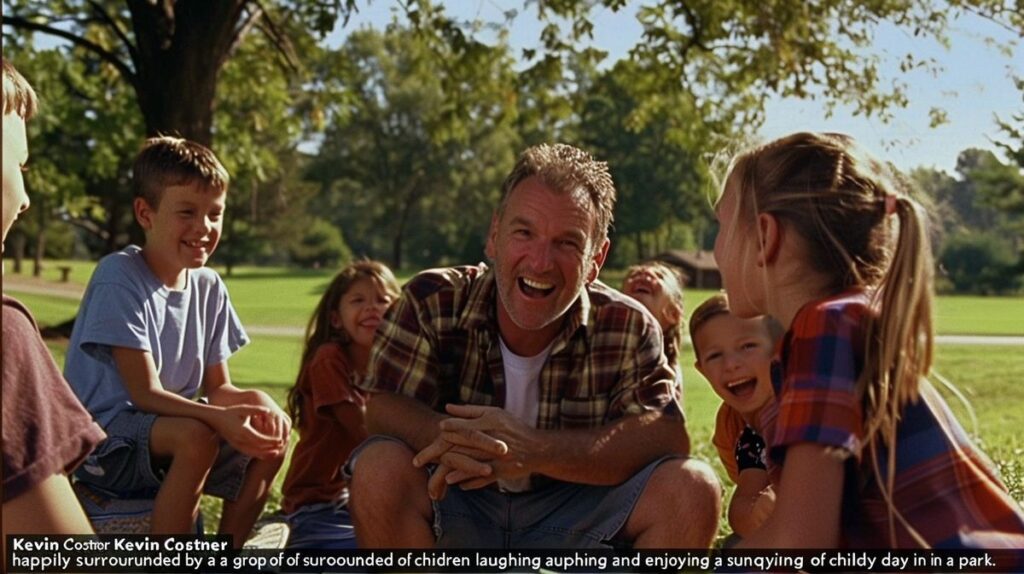 Kevin Costner mit seinen Kindern bei einer Filmpremiere, glückliche Familie lächelt auf dem roten Teppich