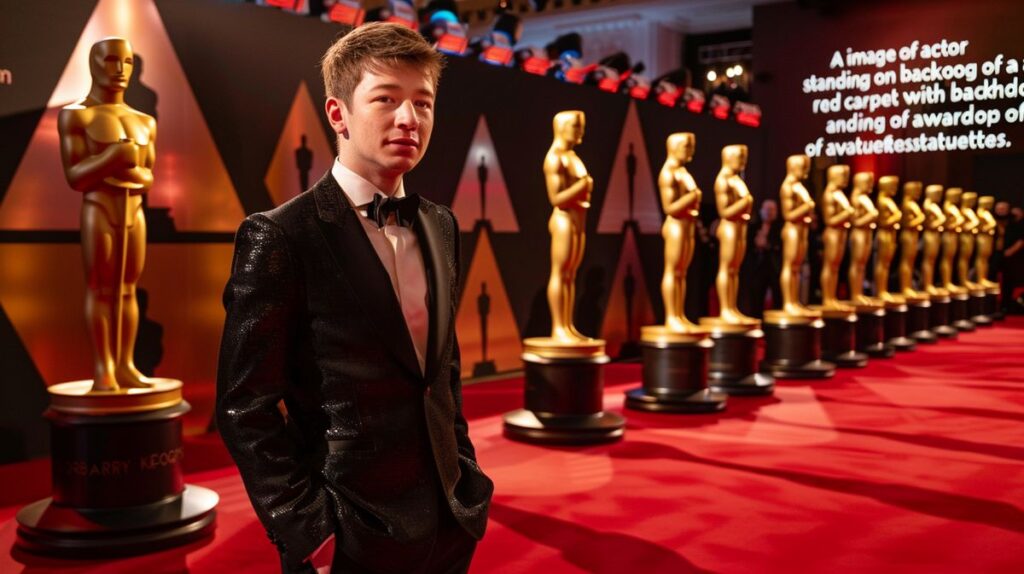 Barry Keoghan Nominierungen auf rotem Teppich bei Filmfestival, lächelnd in eleganter Kleidung