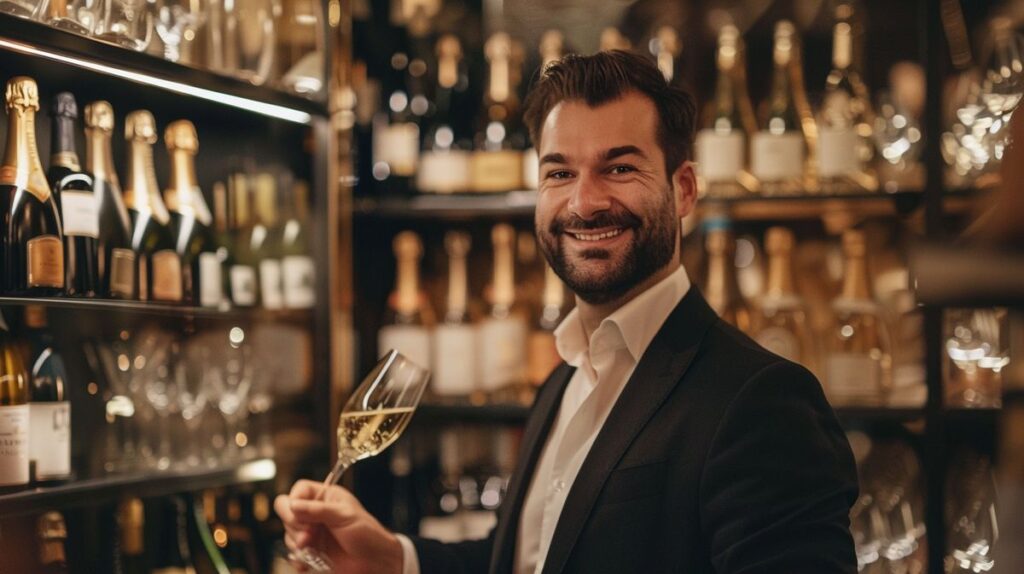 Champagner Tommy Vermögen mit exklusiven Champagnerflaschen auf luxuriösem Tisch arrangiert