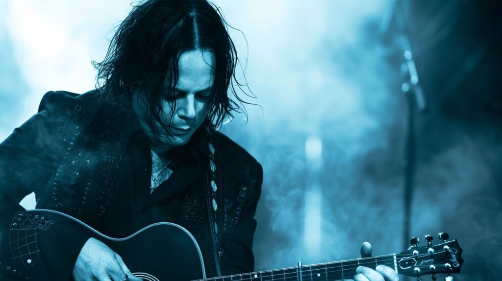 Jack White spielt Gitarre bei einem Live-Konzert