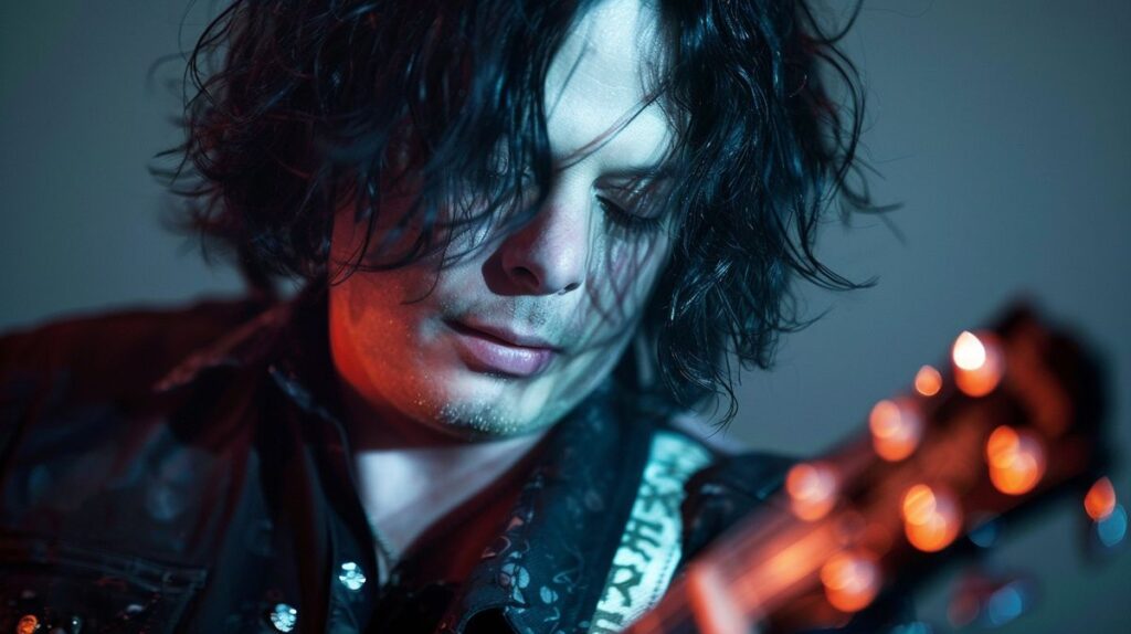 Jack White spielt Gitarre bei einem Live-Konzert